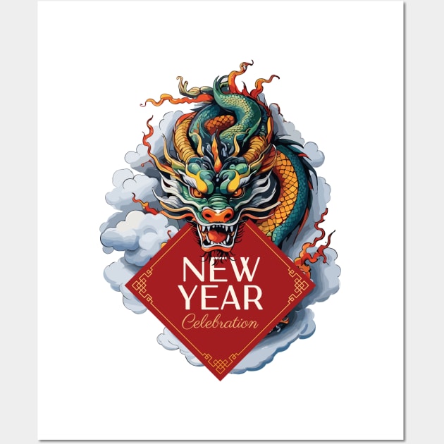 Chinese Dragon New Year Celebration Tee Wall Art by YUED